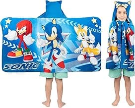 Sonic The Hedgehog, Anime, Bath/Pool/Beach Soft Cotton Terry Hooded Towel Wrap, 24 in x 50 in, By Fr