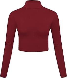 Kindcall Lightweight Mock Turtleneck Crop Tops Long Sleeve Casual Base Layer for Women