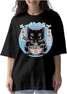 Tstars Kawaii Cat Ramen Shirt - Anime Food Graphic Tee - Japanese Manga Style Oversized Unisex Gift