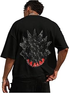 VIPWOLF Men's Cartoon Graphic Tee Shirts Y2K Short Sleeve Crew Neck Summer T-Shirt