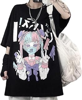 Women Summer Gothic T-Shirt Anime Aesthetic Print Harajuku Fashion Casual Tops