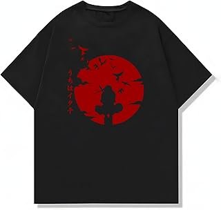 Anime Shippuden, Itachi Uchiha, Anime Ninja Silhouette Tee, Unisex Vintage Y2K Oversized Graphic T-S