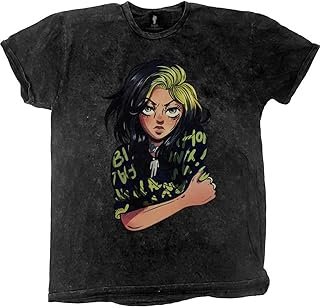 Billie Eilish Men's Anime Billie (Dip-Dye) Tie Dye T-Shirt X-Large Black