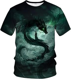 LAOLIUSN Traditional Chinese Dragon T-Shirt Funny Anime Graphic Tee Shirt