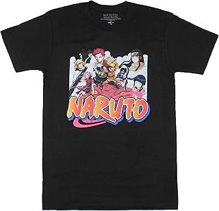 Naruto Shippuden Men's Red Dragon Character Collage Graphic Print Adult Anime T-Shirt