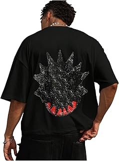 VIPWOLF Men's Cartoon Graphic Tee Shirts Y2K Short Sleeve Crew Neck Summer T-Shirt