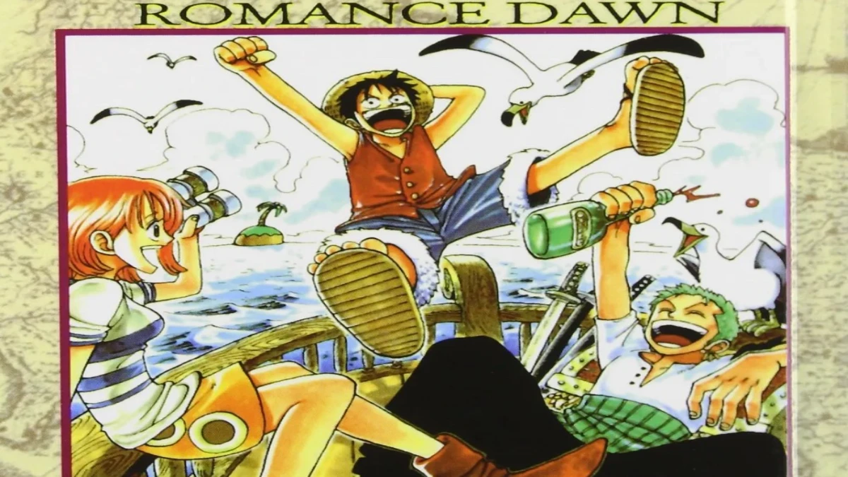 Luffy with his signature straw hat, stretching his arm with a big grin