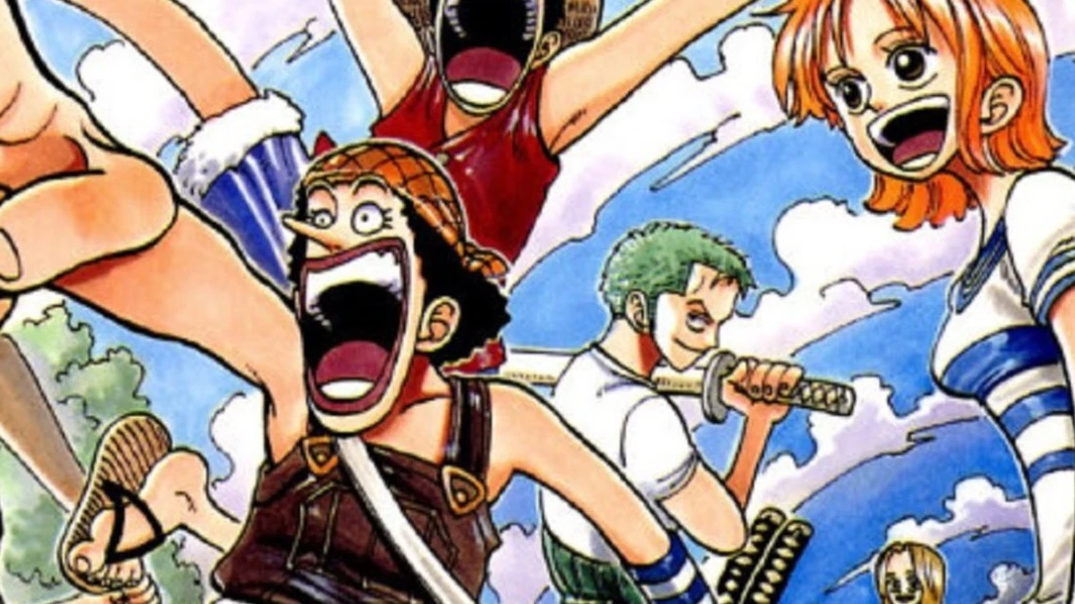 Usopp standing bravely with his slingshot, determined expression